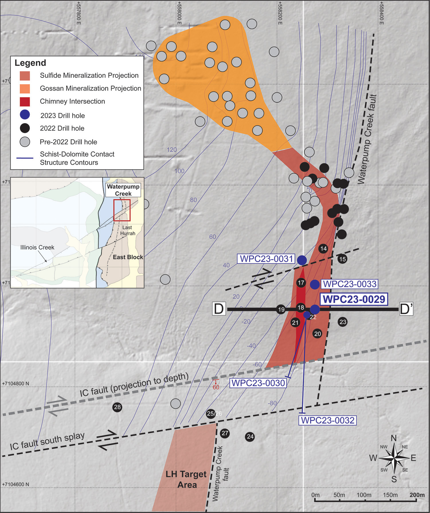 Figure 1: Plan map showing the 2023 completed drill holes